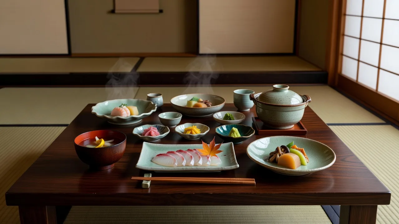 旅館で提供される季節の会席料理